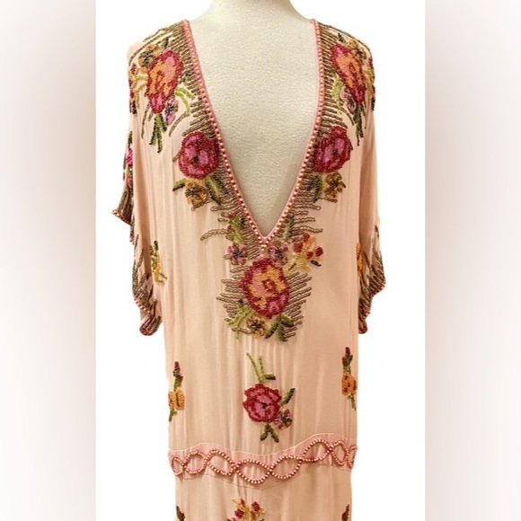 TRACY REESE Silk Chiffon Beaded Dress w/Slip NWT 12 - Picture 4 of 16